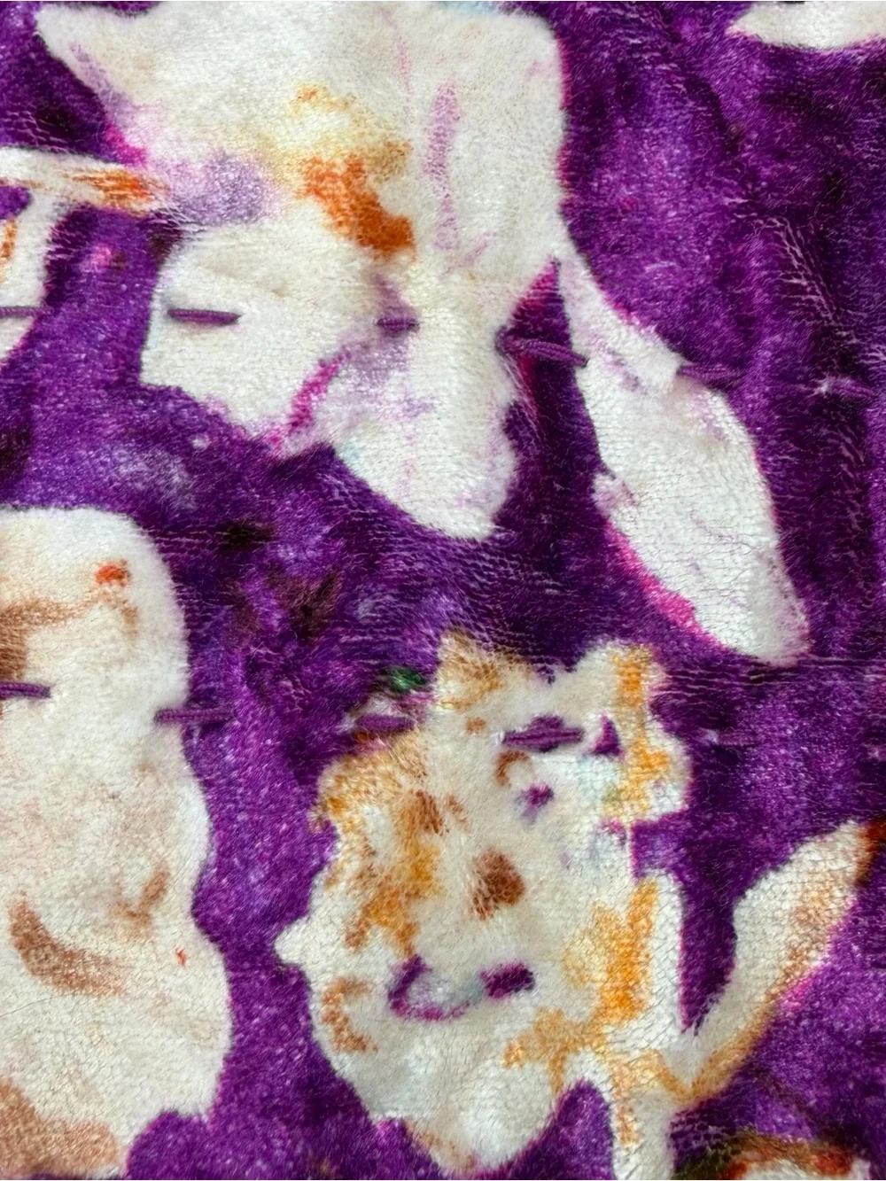 Anthropologie Valentina Velvet Purple Floral Fringe Throw Blanket 50